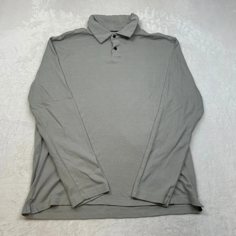 Banana Republic Long Sleeve Polo Shirt Men's Large Grey Cotton‎ Casual Top